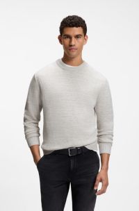 Moulin&eacute;-knit sweater in virgin wool and cotton, Light Grey