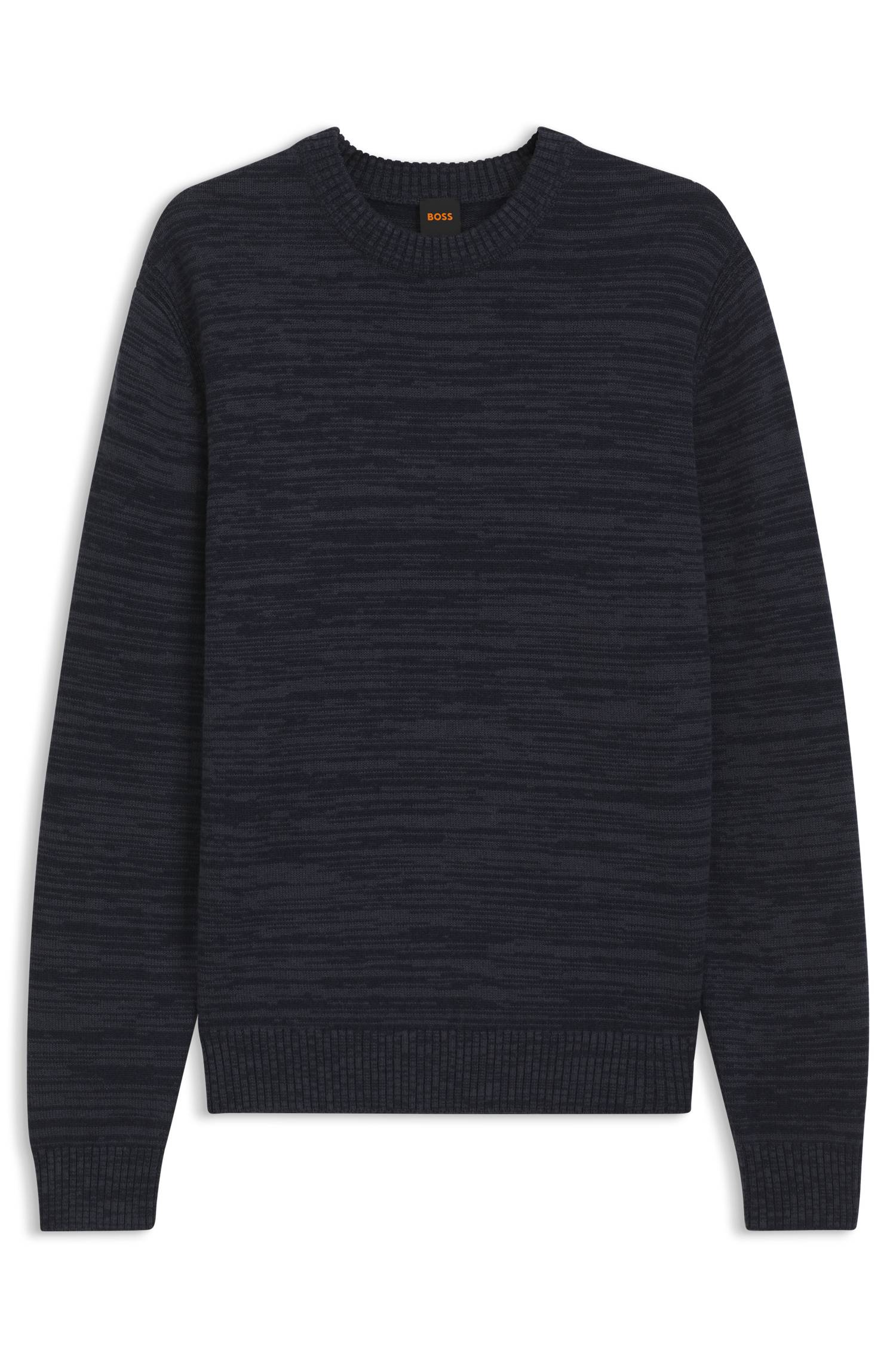 Boss Mouliné-knit sweater in virgin wool and cotton stickade tröjor herr – bild 4