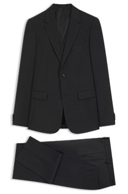 Three-piece slim-fit suit in patterned stretch wool
