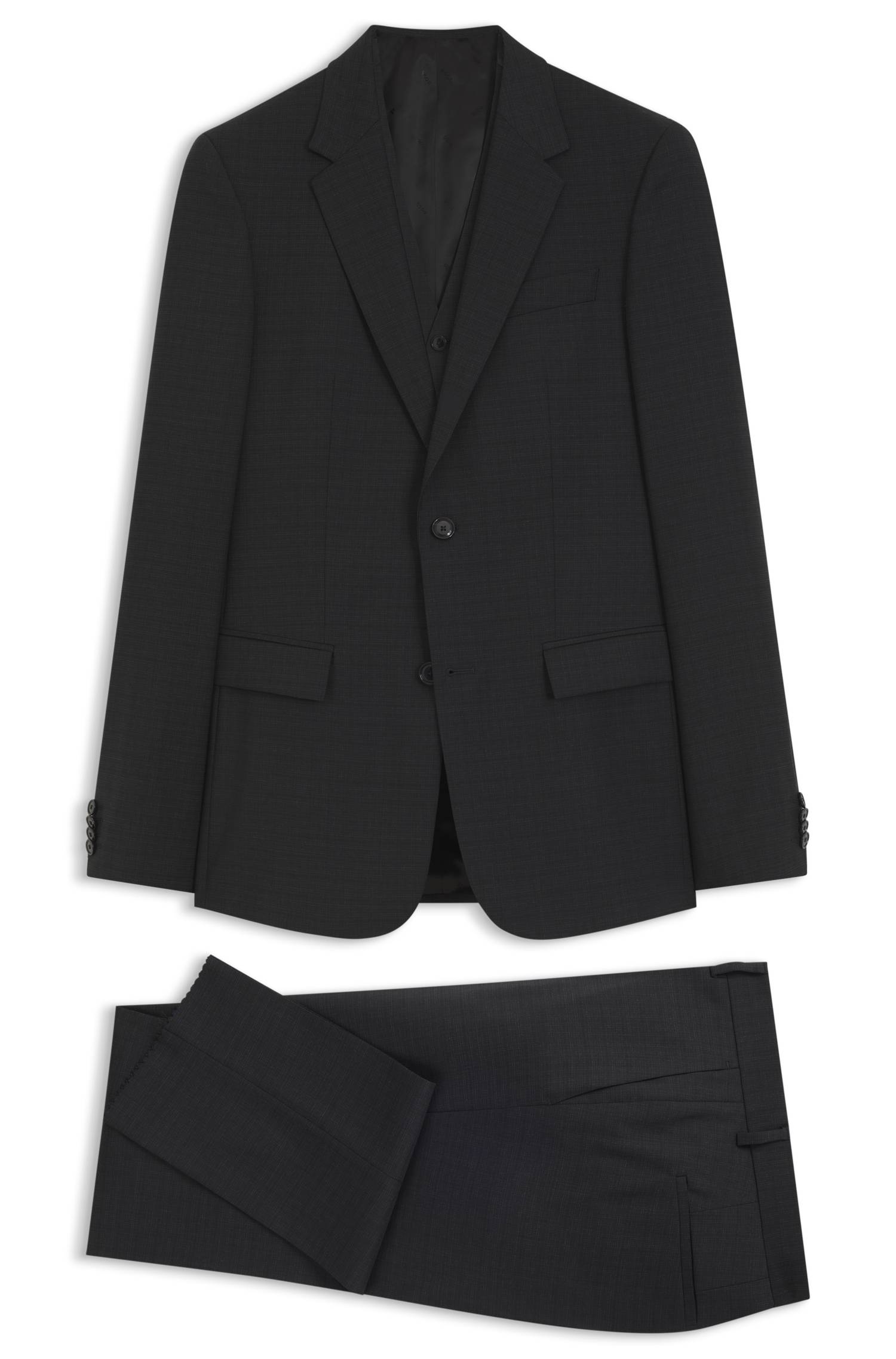 Boss Three-piece slim-fit suit in patterned stretch wool kostymer herr – bild 4