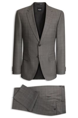 BOSS ONE Two-piece slim-fit suit in checked virgin wool, Brown Patterned