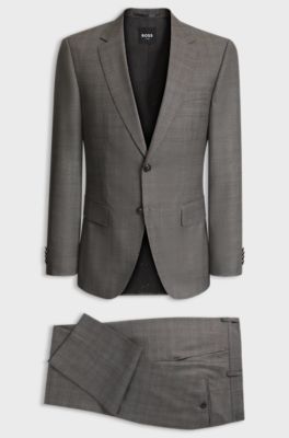 BOSS ONE Two-piece slim-fit suit in checked virgin wool, Brown Patterned