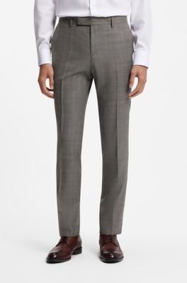 BOSS ONE Two-piece slim-fit suit in checked virgin wool, Brown Patterned