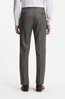 BOSS ONE Two-piece slim-fit suit in checked virgin wool, Brown Patterned