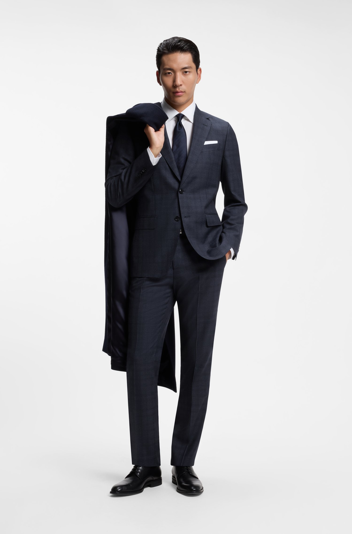 Boss ONE Two-piece slim-fit suit in checked virgin wool kostymer herr