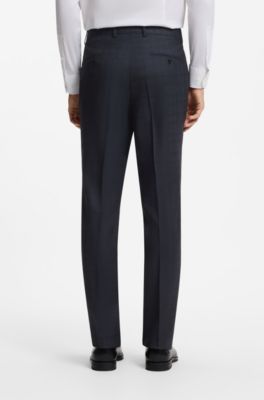 BOSS ONE Two-piece slim-fit suit in checked virgin wool, Dark Blue
