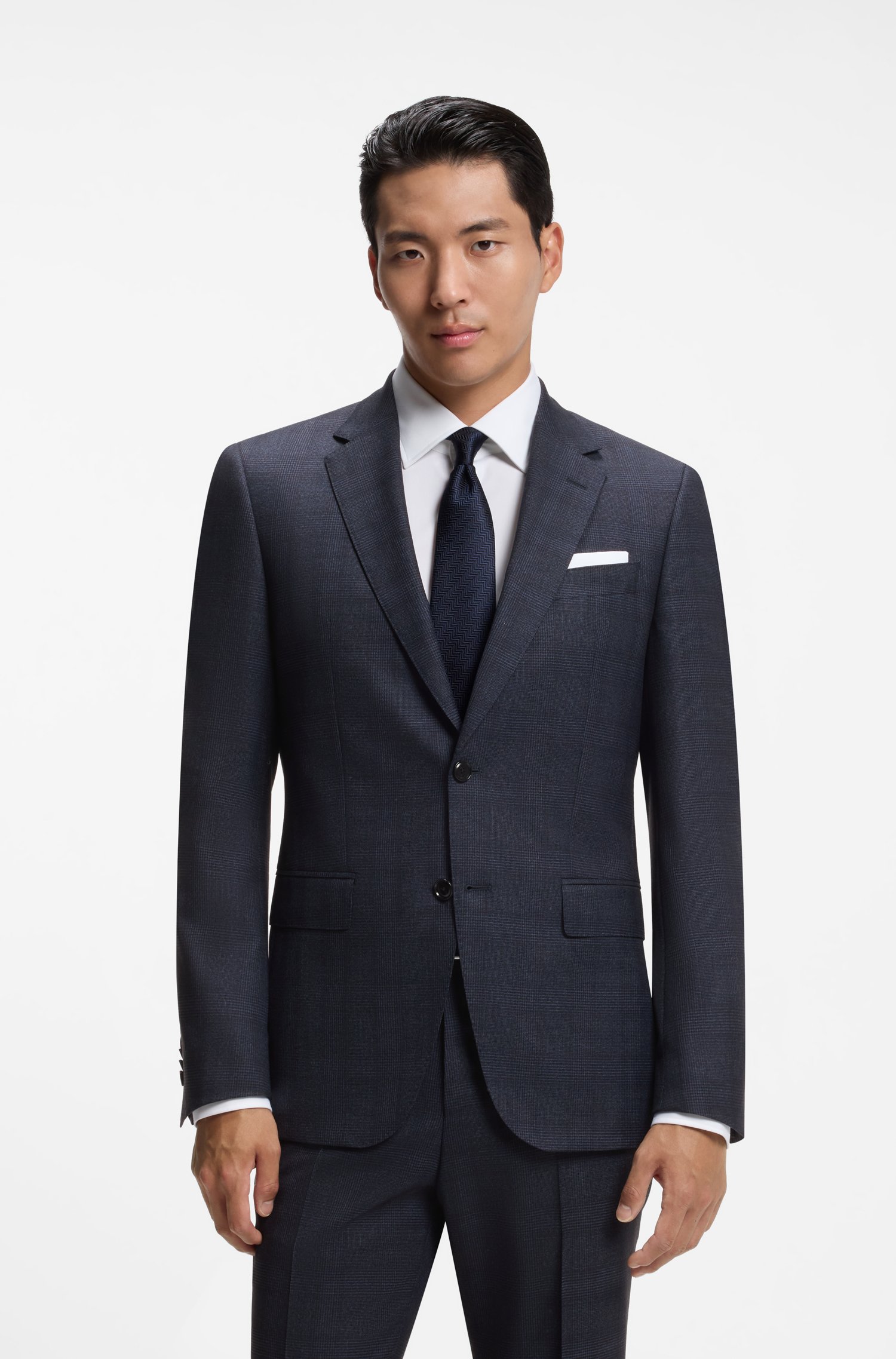 Boss ONE Two-piece slim-fit suit in checked virgin wool kostymer herr – bild 2