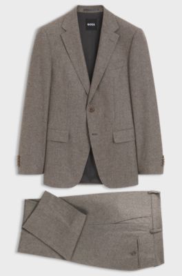 Patterned slim-fit suit in Italian virgin wool, Dark Brown
