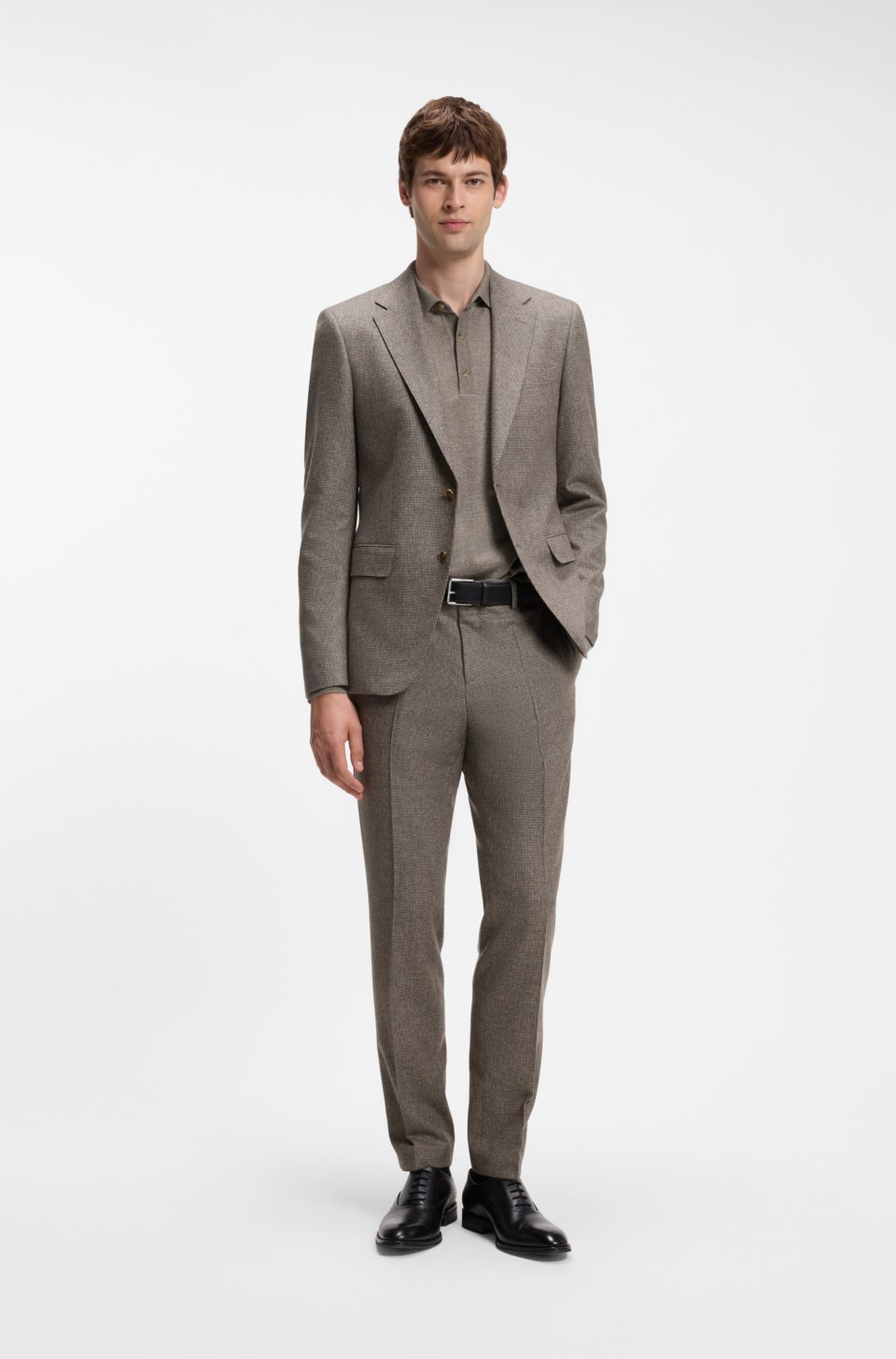 Patterned slim-fit suit in Italian virgin wool