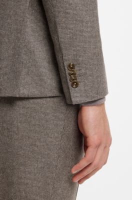 Patterned slim-fit suit in Italian virgin wool, Dark Brown