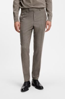 Slim-fit pak van Italiaanse scheerwol met dessin, Donkerbruin