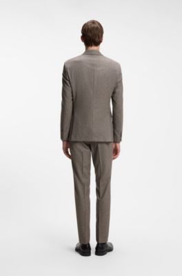 Patterned slim-fit suit in Italian virgin wool, Dark Brown