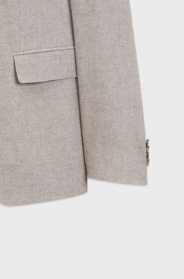 Patterned slim-fit suit in Italian virgin wool, Light Brown