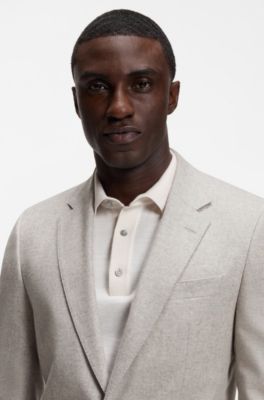 Patterned slim-fit suit in Italian virgin wool, Light Brown