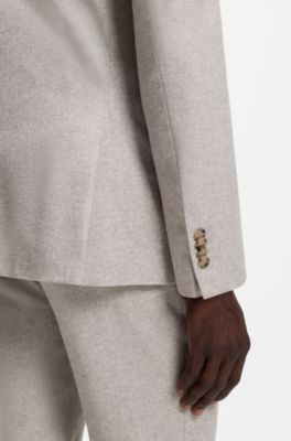Patterned slim-fit suit in Italian virgin wool, Light Brown