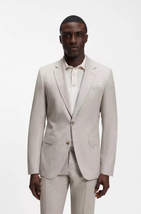 Patterned slim-fit suit in Italian virgin wool