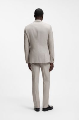 Patterned slim-fit suit in Italian virgin wool, Light Brown