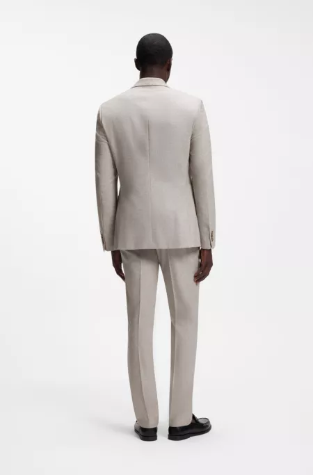 Patterned slim-fit suit in Italian virgin wool