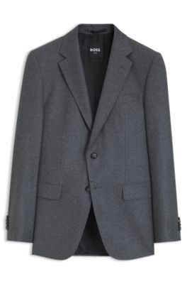 BOSS ONE Slim-fit suit jacket in melange virgin wool, Grey