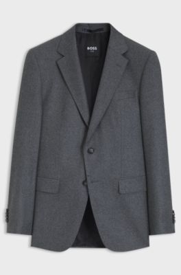 BOSS ONE Slim-fit suit jacket in melange virgin wool, Grey