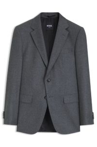 BOSS ONE Slim-fit suit jacket in melange virgin wool, Grey