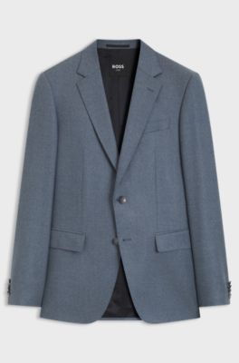 BOSS ONE Slim-fit suit jacket in melange virgin wool, Light Blue