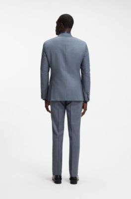 BOSS ONE Slim-fit suit jacket in melange virgin wool, Light Blue