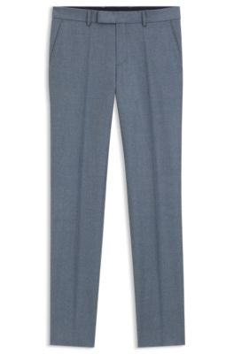 BOSS ONE Slim-fit trousers in melange virgin wool, Grey