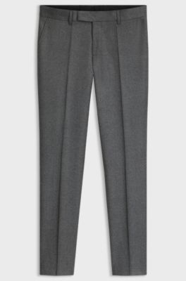 BOSS ONE Slim-fit trousers in melange virgin wool, Grey