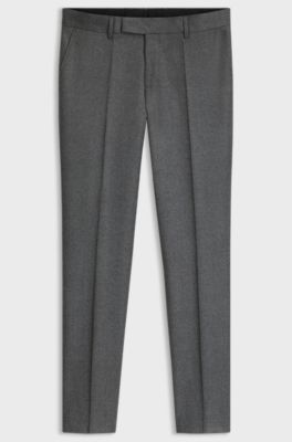 BOSS ONE Slim-fit trousers in melange virgin wool, Grey