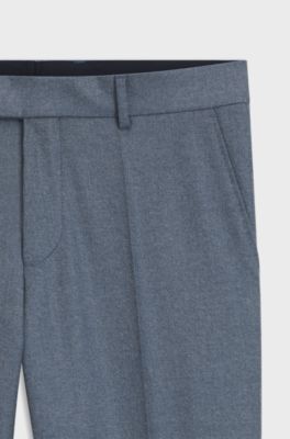 BOSS ONE Slim-fit trousers in melange virgin wool, Grey