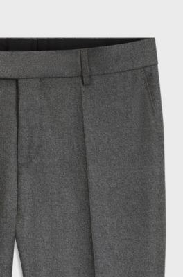 BOSS ONE Slim-fit trousers in melange virgin wool, Grey