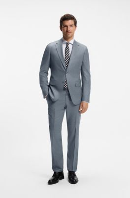 BOSS ONE Slim-fit trousers in melange virgin wool, Grey