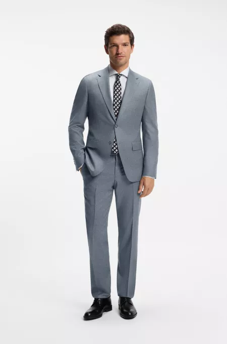 BOSS ONE Slim-fit trousers in melange virgin wool