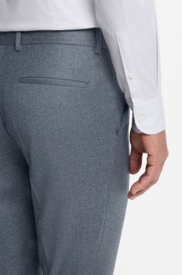 BOSS ONE Slim-fit trousers in melange virgin wool, Grey