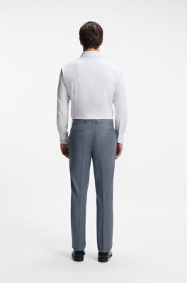 BOSS ONE Slim-fit trousers in melange virgin wool, Grey
