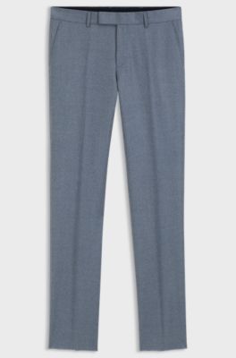 BOSS ONE Slim-fit trousers in melange virgin wool, Light Blue