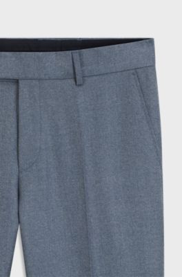 BOSS ONE Slim-fit trousers in melange virgin wool, Light Blue