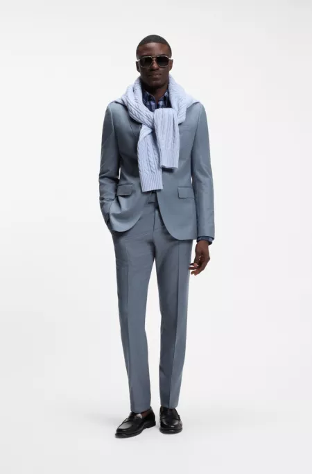 BOSS ONE Pantalon Slim en laine vierge chinée