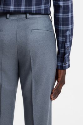 BOSS ONE Slim-fit trousers in melange virgin wool, Light Blue