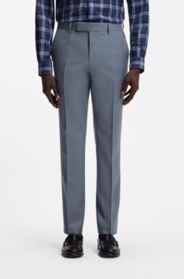 BOSS ONE Slim-fit trousers in melange virgin wool, Light Blue