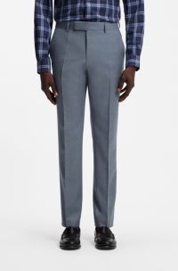 BOSS ONE Slim-fit trousers in melange virgin wool, Light Blue
