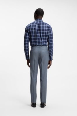 BOSS ONE Slim-fit trousers in melange virgin wool, Light Blue