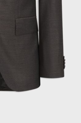 Two-piece regular-fit suit in stretch virgin wool, Brown