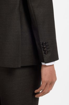 Two-piece regular-fit suit in stretch virgin wool, Brown
