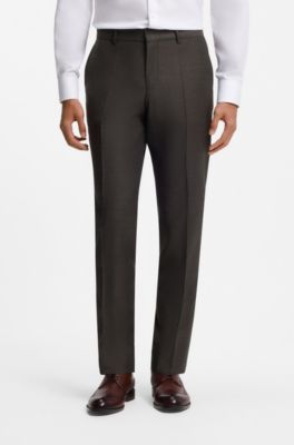 Two-piece regular-fit suit in stretch virgin wool, Brown