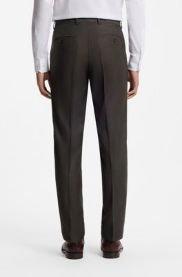 Two-piece regular-fit suit in stretch virgin wool, Brown