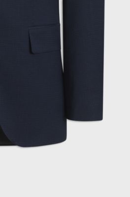 Tweedelig regular-fit pak van stretchscheerwol, Donkerblauw