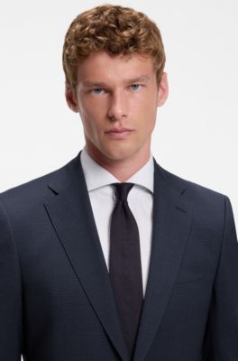 Tweedelig regular-fit pak van stretchscheerwol, Donkerblauw