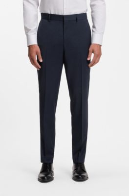 Two-piece regular-fit suit in stretch virgin wool, Dark Blue